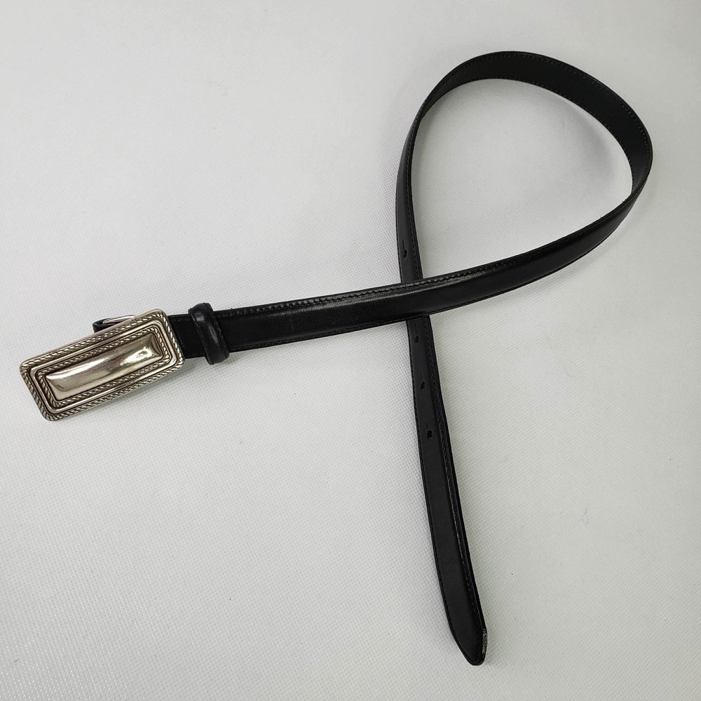 Vintage Brighton Belt Women's Size Medium 30 Leather Skinny Black Silver Buckle